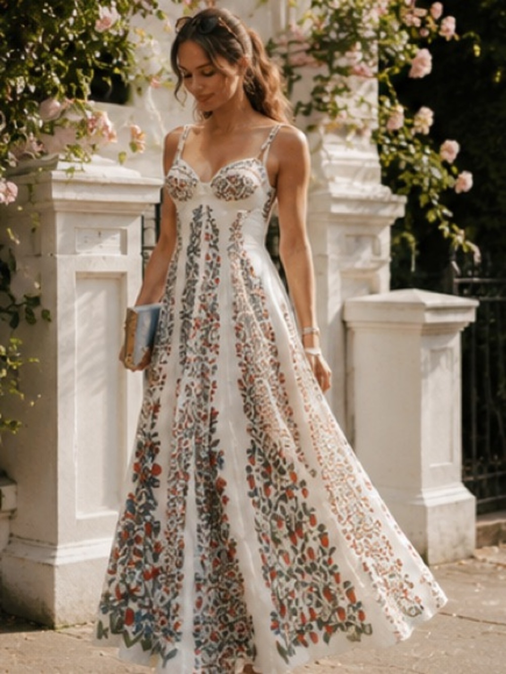FARM Rio White Floral Panel Maxi Dress - Picture 8 of 16